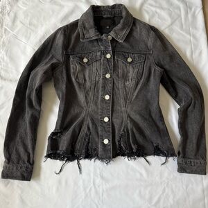Blank NYC Charcoal Distressed Denim Jacket